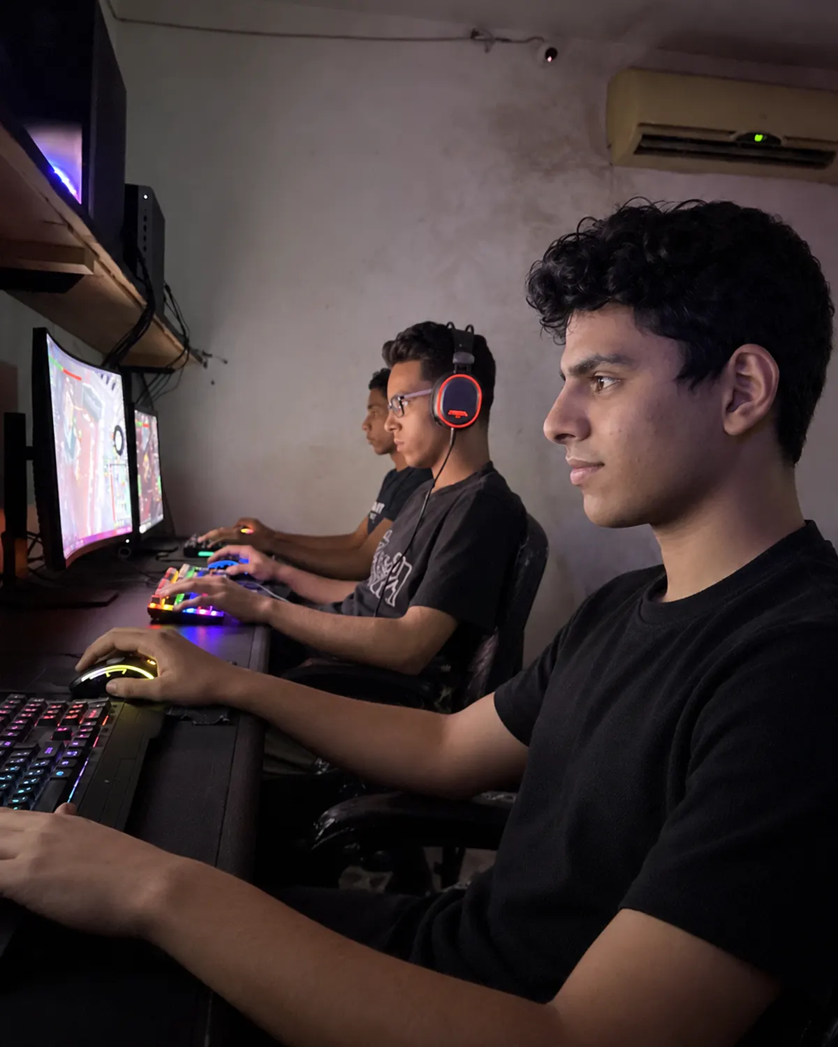 Three boosters playing side by side at their stations